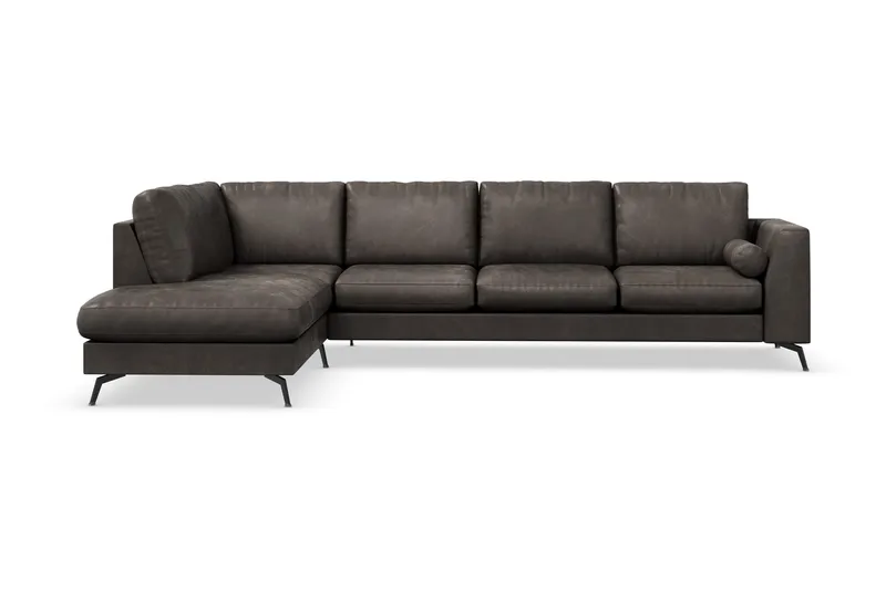 Ocean Lyx 4-sits Vänstervänd L-formad Schäslongsoffa i Konstläder - Mörkgrå - Products - Möbler - Soffa - Divansoffa & schäslongsoffa - 4 sits soffa med divan