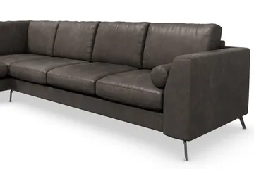 Ocean Lyx 4-sits Vänstervänd L-formad Schäslongsoffa i Konstläder - Mörkgrå - Products - Möbler - Soffa - Divansoffa & schäslongsoffa - 4 sits soffa med divan