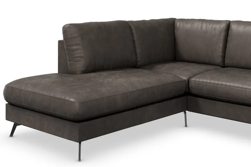 Ocean Lyx 4-sits Vänstervänd L-formad Schäslongsoffa i Konstläder - Mörkgrå - Products - Möbler - Soffa - Divansoffa & schäslongsoffa - 4 sits soffa med divan