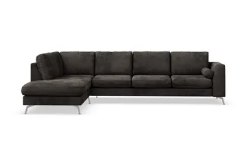Ocean Lyx 4-sits Vänstervänd L-formad Schäslongsoffa i Sammet - Mörkgrå - Products - Möbler - Soffa - Divansoffa & schäslongsoffa - 4 sits soffa med divan