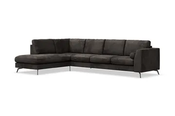 Ocean Lyx 4-sits Vänstervänd L-formad Schäslongsoffa i Sammet - Mörkgrå - Products - Möbler - Soffa - Divansoffa & schäslongsoffa - 4 sits soffa med divan
