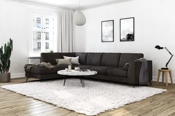 Ocean Lyx 4-sits Vänstervänd L-formad Schäslongsoffa i Sammet - Mörkgrå - Products - Möbler - Soffa - Divansoffa & schäslongsoffa - 4 sits soffa med divan