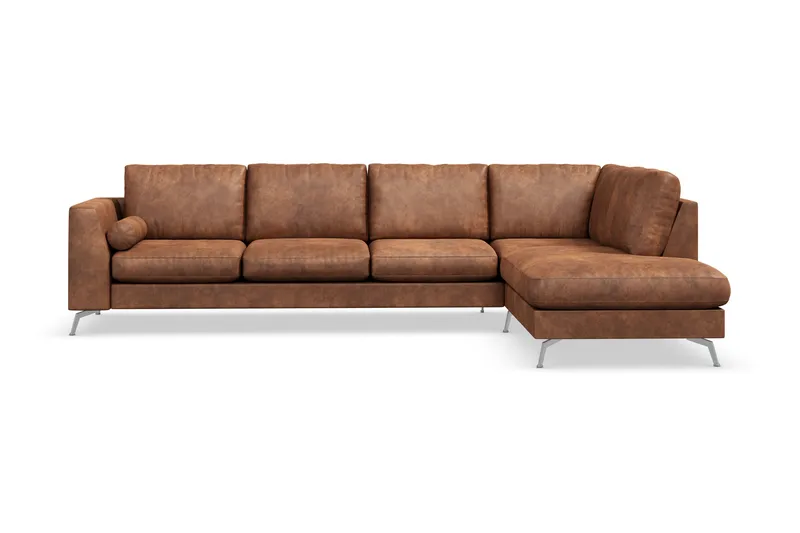 Ocean Lyx 5-sits Högervänd L-formad Schäslongsoffa i Konstläder - Brun - Products - Möbler - Soffa - Divansoffa & schäslongsoffa - 4 sits soffa med divan