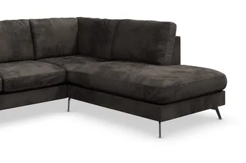 Ocean Lyx 5-sits Högervänd L-formad Schäslongsoffa i Sammet - Mörkgrå - Products - Möbler - Soffa - Divansoffa & schäslongsoffa - 4 sits soffa med divan