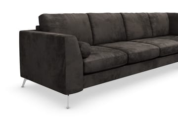Ocean Lyx 5-sits Högervänd L-formad Schäslongsoffa i Sammet - Mörkgrå - Products - Möbler - Soffa - Divansoffa & schäslongsoffa - 4 sits soffa med divan