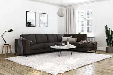 Ocean Lyx 5-sits Högervänd L-formad Schäslongsoffa i Sammet - Mörkgrå - Products - Möbler - Soffa - Divansoffa & schäslongsoffa - 4 sits soffa med divan