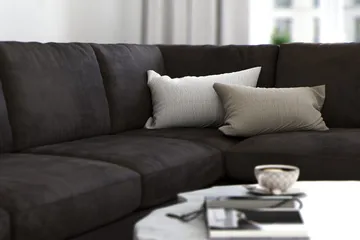 Ocean Lyx 5-sits Högervänd L-formad Schäslongsoffa i Sammet - Mörkgrå - Products - Möbler - Soffa - Divansoffa & schäslongsoffa - 4 sits soffa med divan