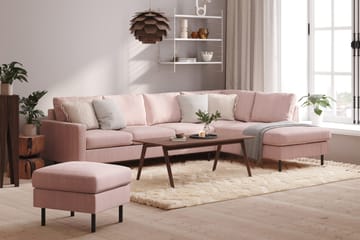 Peppe 4-sits Högervänd L-formad Schäslongsoffa i Manchester - Rosa - Products - Möbler - Soffa - Divansoffa & schäslongsoffa - 4 sits soffa med divan