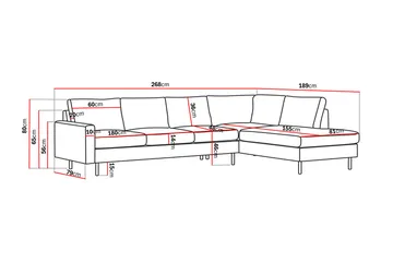 Peppe 4-sits Högervänd L-formad Schäslongsoffa i Manchester - Rosa - Products - Möbler - Soffa - Divansoffa & schäslongsoffa - 4 sits soffa med divan
