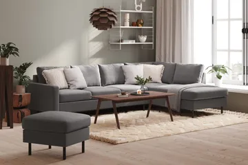 Peppe 4-sits Högervänd L-formad Schäslongsoffa i Tyg - Ljusgrå - Products - Möbler - Soffa - Divansoffa & schäslongsoffa - 4 sits soffa med divan