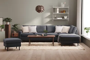 Peppe 4-sits Högervänd L-formad Schäslongsoffa i Tyg - Mörkgrå - Products - Möbler - Soffa - Divansoffa & schäslongsoffa - 4 sits soffa med divan