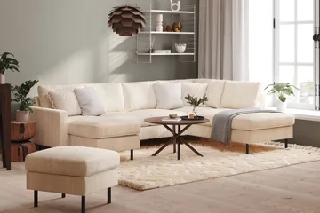 Peppe 4-sits Högervänd U-formad Soffa med Divan och Schäslong i Manchester - Beige - Products - Möbler - Soffa - Divansoffa & schäslongsoffa - 4 sits soffa med divan