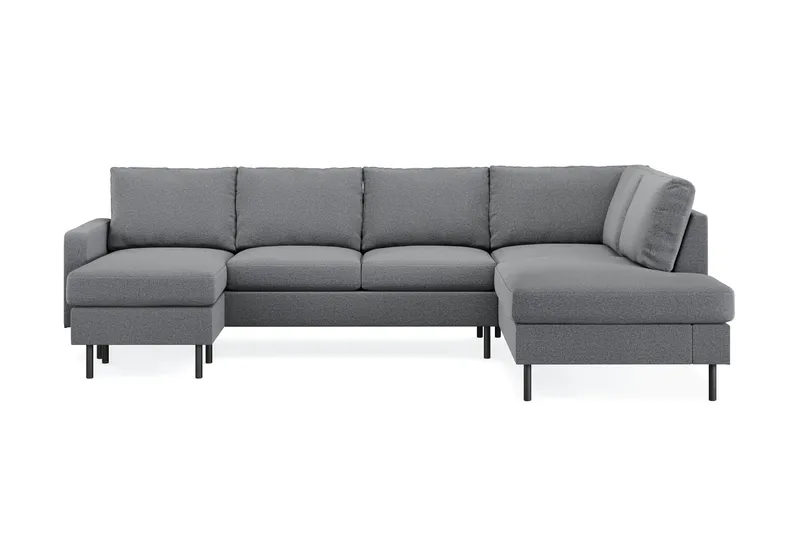 Peppe 4-sits Högervänd U-formad Soffa med Divan och Schäslong i Tyg - Ljusgrå - Products - Möbler - Soffa - Divansoffa & schäslongsoffa - 4 sits soffa med divan