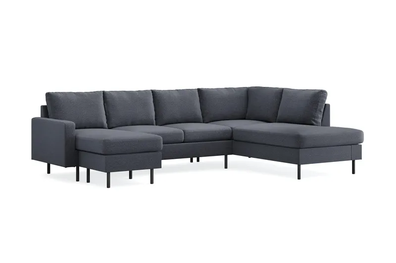 Peppe 4-sits Högervänd U-formad Soffa med Divan och Schäslong i Tyg - Mörkgrå - Products - Möbler - Soffa - Divansoffa & schäslongsoffa - 4 sits soffa med divan