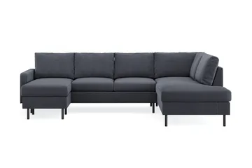 Peppe 4-sits Högervänd U-formad Soffa med Divan och Schäslong i Tyg - Mörkgrå - Products - Möbler - Soffa - Divansoffa & schäslongsoffa - 4 sits soffa med divan