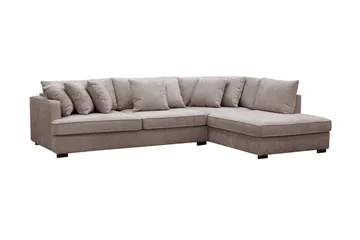 Rossita 4-sits Högervänd L-formad Djup Schäslongsoffa i Chenille - Grå / Brun - Products - Möbler - Soffa - Divansoffa & schäslongsoffa - 4 sits soffa med divan
