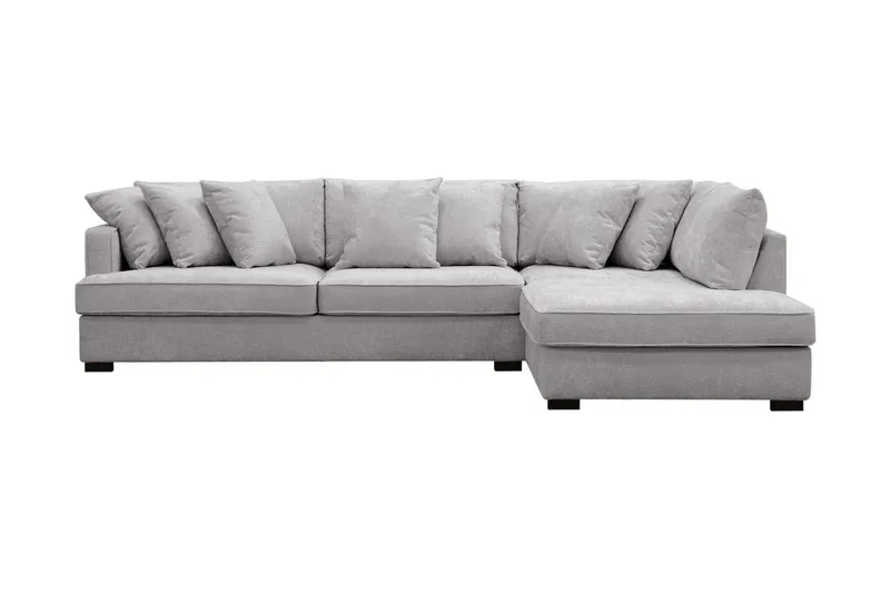 Rossita 4-sits Högervänd L-formad Djup Schäslongsoffa i Chenille - Grå - Products - Möbler - Soffa - Divansoffa & schäslongsoffa - 4 sits soffa med divan