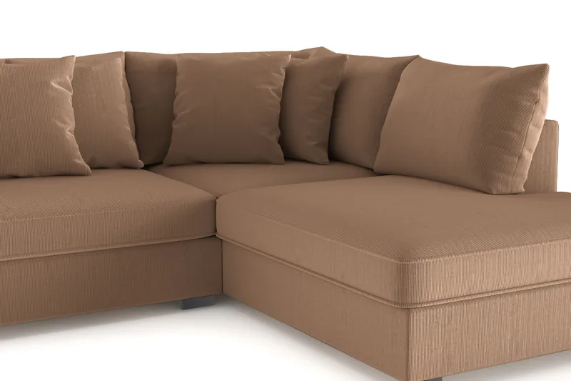 Rossita 4-sits Högervänd L-formad Djup Schäslongsoffa i Manchester - Brun - Products - Möbler - Soffa - Divansoffa & schäslongsoffa - 4 sits soffa med divan