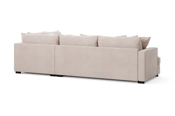 Rossita 4-sits Högervänd L-formad Djup Schäslongsoffa i Sammet - Beige - Products - Möbler - Soffa - Divansoffa & schäslongsoffa - 4 sits soffa med divan