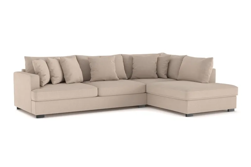 Rossita 4-sits Högervänd L-formad Djup Schäslongsoffa i Tyg - Beige - Products - Möbler - Soffa - Divansoffa & schäslongsoffa - 4 sits soffa med divan