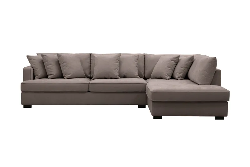 Rossita 4-sits Högervänd L-formad Djup Schäslongsoffa i Tyg - Brun - Products - Möbler - Soffa - Divansoffa & schäslongsoffa - 4 sits soffa med divan