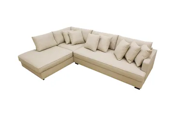 Rossita 4-sits Vänstervänd L-formad Djup Schäslongsoffa med Hel dyna i Bouclé - Beige - Products - Möbler - Soffa - Divansoffa & schäslongsoffa - 4 sits soffa med divan