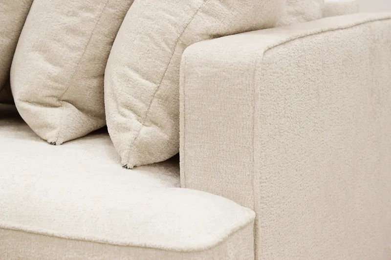 Rossita 4-sits Vänstervänd L-formad Djup Schäslongsoffa med Hel dyna i Chenille - Beige - Products - Möbler - Soffa - Divansoffa & schäslongsoffa - 4 sits soffa med divan