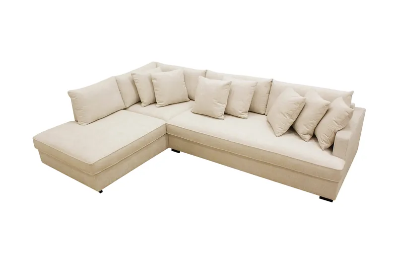 Rossita 4-sits Vänstervänd L-formad Djup Schäslongsoffa med Hel dyna i Chenille - Beige - Products - Möbler - Soffa - Divansoffa & schäslongsoffa - 4 sits soffa med divan