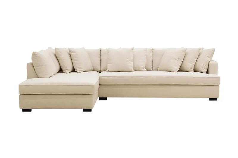 Rossita 4-sits Vänstervänd L-formad Djup Schäslongsoffa med Hel dyna i Chenille - Beige - Products - Möbler - Soffa - Divansoffa & schäslongsoffa - 4 sits soffa med divan
