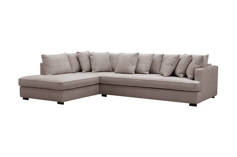 Rossita 4-sits Vänstervänd L-formad Djup Schäslongsoffa med Hel dyna i Chenille - Grå / Brun - Products - Möbler - Soffa - Divansoffa & schäslongsoffa - 4 sits soffa med divan