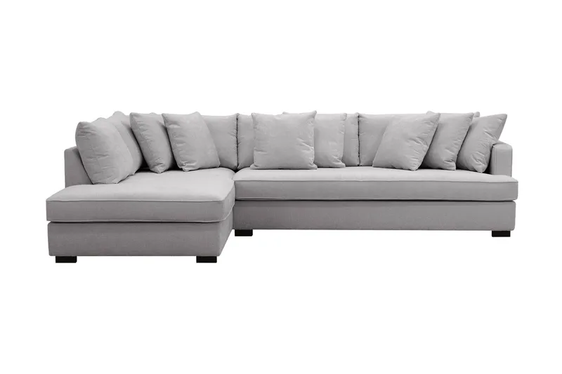 Rossita 4-sits Vänstervänd L-formad Djup Schäslongsoffa med Hel dyna i Chenille - Grå - Products - Möbler - Soffa - Divansoffa & schäslongsoffa - 4 sits soffa med divan