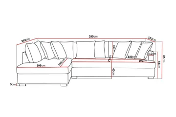 Rossita 4-sits Vänstervänd L-formad Djup Schäslongsoffa med Hel dyna i Chenille - Grå - Products - Möbler - Soffa - Divansoffa & schäslongsoffa - 4 sits soffa med divan