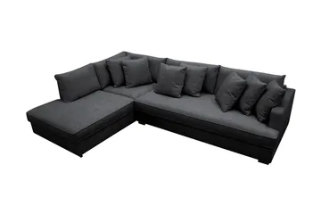 Rossita 4-sits Vänstervänd L-formad Djup Schäslongsoffa med Hel dyna i Chenille - Svart - Products - Möbler - Soffa - Divansoffa & schäslongsoffa - 4 sits soffa med divan