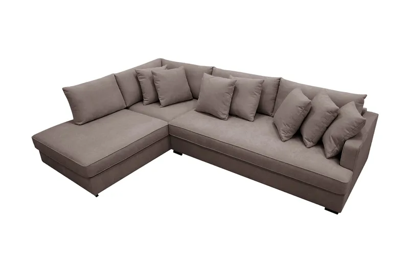 Rossita 4-sits Vänstervänd L-formad Djup Schäslongsoffa med Hel dyna i Tyg - Brun - Products - Möbler - Soffa - Divansoffa & schäslongsoffa - 4 sits soffa med divan