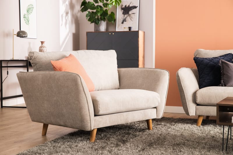 Trend Lyx 3-sits Högervänd L-formad Divansoffa i Tyg - Beige - Products - Möbler - Soffa - Divansoffa & schäslongsoffa - 4 sits soffa med divan