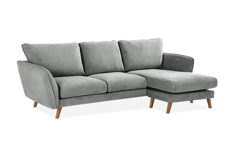 Trend Lyx 3-sits Högervänd L-formad Divansoffa i Tyg - Grå - Products - Möbler - Soffa - Divansoffa & schäslongsoffa - 4 sits soffa med divan