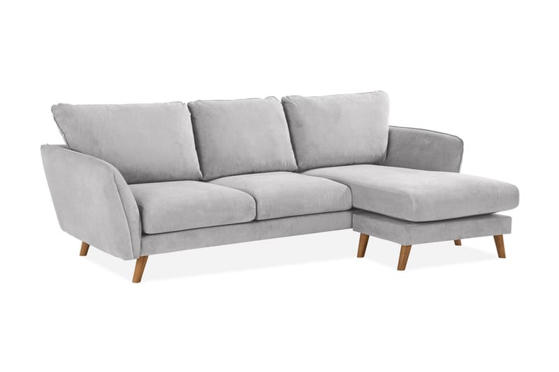 Trend Lyx 3-sits Högervänd L-formad Divansoffa i Tyg - Ljusgrå - Products - Möbler - Soffa - Divansoffa & schäslongsoffa - 4 sits soffa med divan