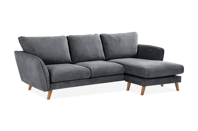 Trend Lyx 3-sits Högervänd L-formad Divansoffa i Tyg - Mörkgrå - Products - Möbler - Soffa - Divansoffa & schäslongsoffa - 4 sits soffa med divan