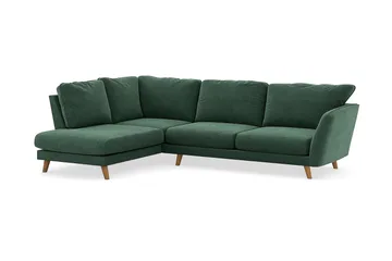 Trend Lyx 4-sits Vänstervänd L-formad Schäslongsoffa i Sammet - Mörkgrön - Products - Möbler - Soffa - Divansoffa & schäslongsoffa - 4 sits soffa med divan