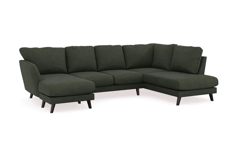 Trend Lyx 4-sits Vänstervänd U-formad Soffa med Divan och Schäslong i Manchester - Mörkgrön - Products - Möbler - Soffa - Divansoffa & schäslongsoffa - 4 sits soffa med divan