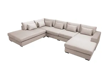 Grande 5-sits U-Soffa med Divan Höger - Beige Sammet - Products - Möbler - Soffa - Sammetssoffa