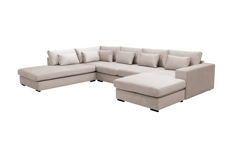 Grande 5-sits U-Soffa med Divan Höger - Beige Sammet - Products - Möbler - Soffa - Sammetssoffa