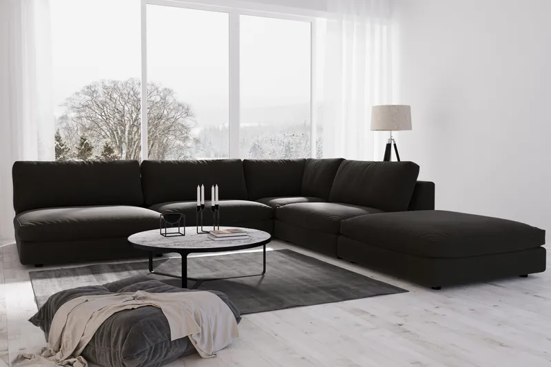 Arken 2-sits Divanmodul i Tyg - Svart - Products - Möbler - Soffa - Modulsoffa - Övriga moduler till modulsoffa