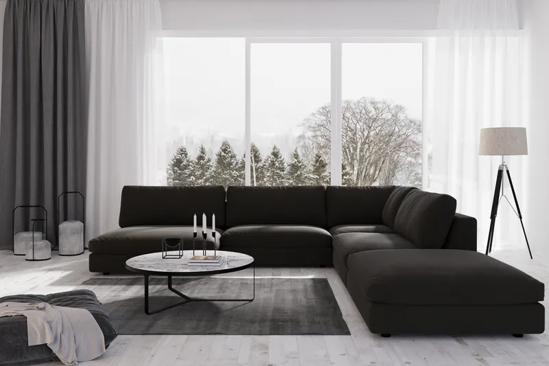 Arken 2-sits Divanmodul i Tyg - Svart - Products - Möbler - Soffa - Modulsoffa - Övriga moduler till modulsoffa