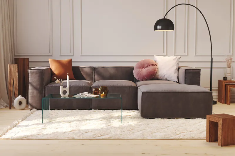 Cubo 1-sits Vänstermodul i Sammet 108 cm bred - Mörkgrå - Products - Möbler - Soffa - Modulsoffa - Övriga moduler till modulsoffa