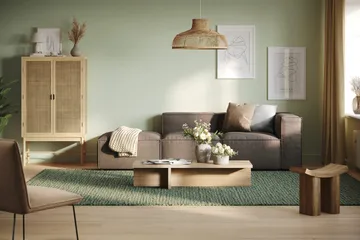 Cubo 3-sits Djup Modulsoffa + Fotpall i Tyg - Grå - Products - Möbler - Soffa - Modulsoffa - Komplett modulsoffa