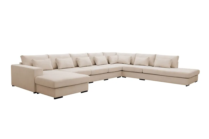 Grande Stor 7-sits U-Soffa med Divan Vänster - Beige Manchester - Products - Möbler - Soffa - Modulsoffa - Komplett modulsoffa