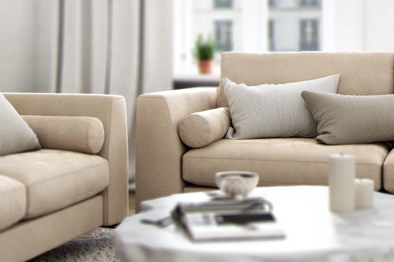 Ocean Lyx 3-sits Sammetssoffa - Beige - Products - Möbler - Soffa - 3 sits soffa