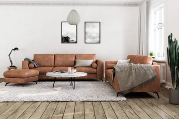 Ocean Lyx 3-sits Soffa i Konstläder - Brun - Products - Möbler - Soffa - 3 sits soffa