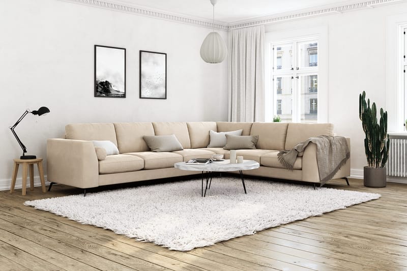 Ocean Lyx 5-sits Vändbar L-formad Hörnsoffa i Sammet - Beige - Products - Möbler - Soffa - Hörnsoffa
